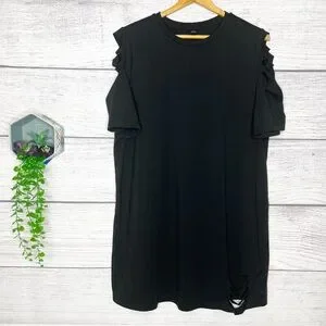 Dress Clothes Ripped T Shirt Dresses Shein Dresses Black Grunge Cut Out  T-Shirt Dress Size